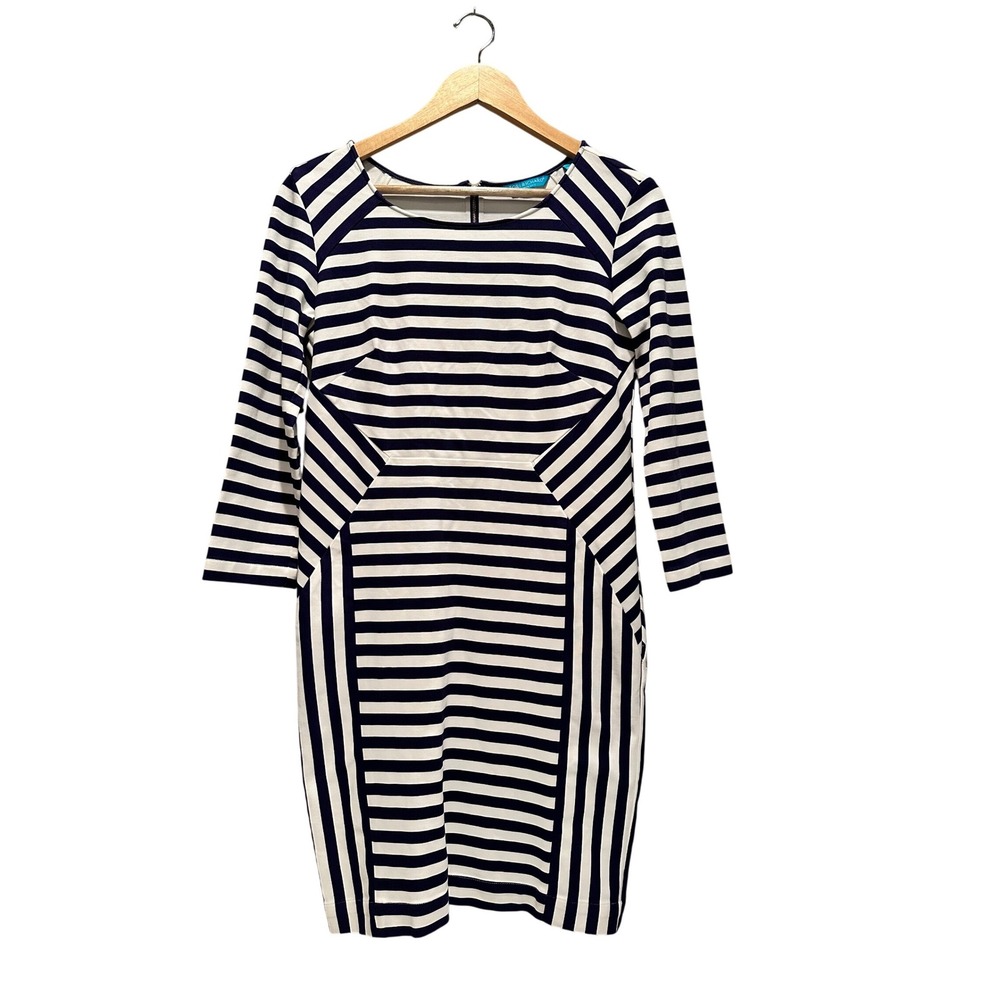 Tori Richard Honolulu Blue White Striped Lita Nautical Dress Size 8 Preppy